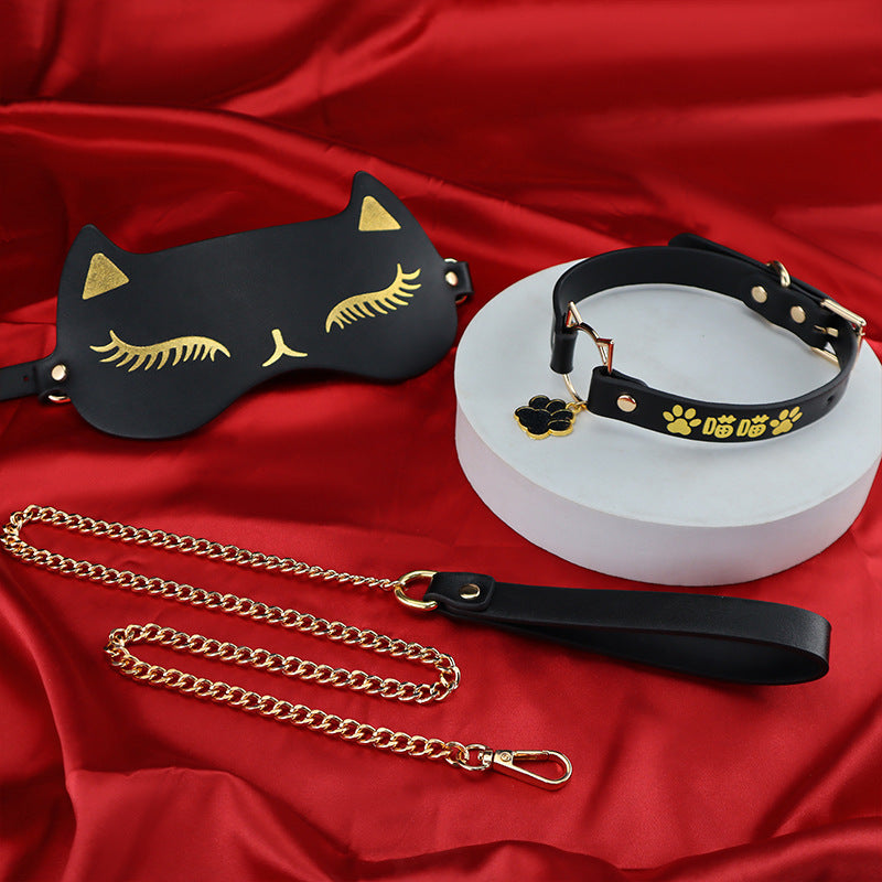 BDSM Kitten Set | Gilded 5-Piece Bondage Kit with Collar, Ears & Blindfold