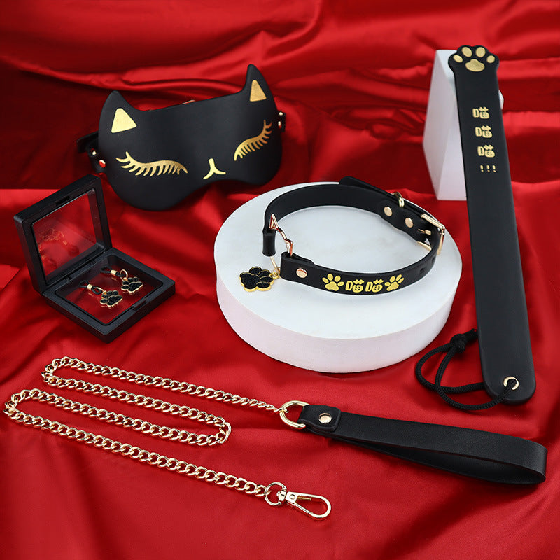 BDSM Kitten Set | Gilded 5-Piece Bondage Kit with Collar, Ears & Blindfold