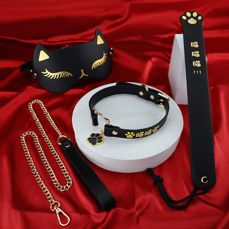BDSM Kitten Set |   Gilded 5-Piece Bondage Kit with Collar, Ears & Blindfold